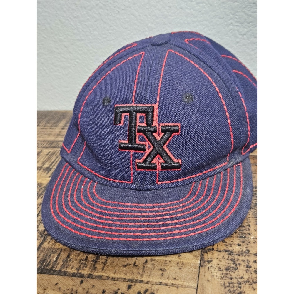 Texas Rangers Toddler/Childrens Pit Bull Flat Fitted Hat 49CM Blue And Red